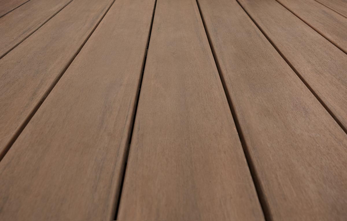 Close up shot of English Walnut deck boards