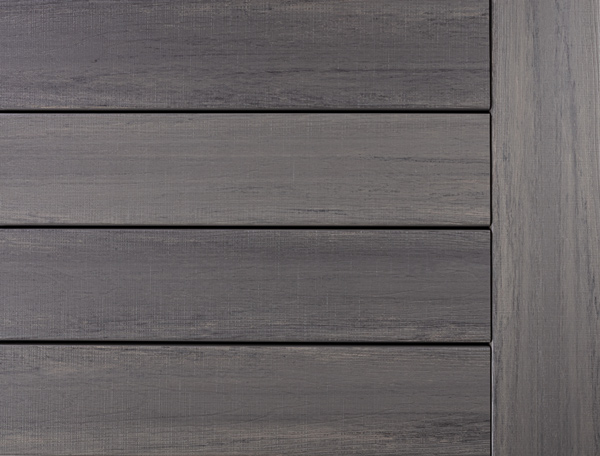 A close up view of the stormy gray decking in Castle Gate in the Landmark Collection. 