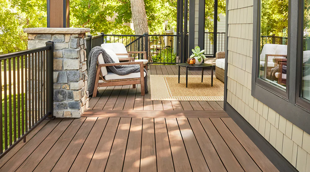 Charcuterie board & wine on composite deck